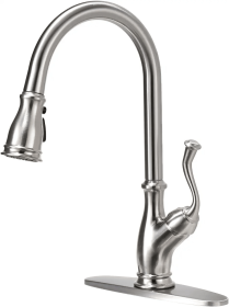 Brushed Nickel Kitchen Faucet with Pull Down Sprayer - Single Handle One Hole High Arc Pull Out Kitchen Sink Faucets Stainless Steel