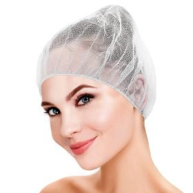 White Disposable Hair Net 21 Inch. Pack of 100 Nylon Kitchen Hair Nets Food Service Disposable with Elastic Edge. Soft Durable Bouffant Hair Nets