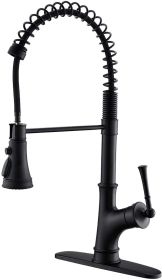 Commercial Matte Black Single Handle Pull Down Kitchen Faucet with 3 Modes Sprayer
