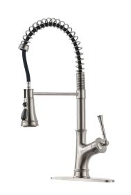 Commercial Spring Kitchen Faucet with Pull Down Sprayer Stainless Steel Brushed Nickel