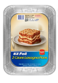 EZ Foil Aluminum Extra Deep Giant Lasagna Pans, 13.5 x 9 x 2.75 inch, 2 Count
