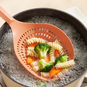 Nylon drainage spoon home kitchen large drainage spoon fishing dumplings fishing noodles spoon strainer food grade high temperature resistant str (select: VN068-pink)