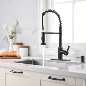 APPASO Commercial Kitchen Faucet Pull Down Sprayer with Soap Dispenser - Stainless Steel Brushed Nickel High Arc Tall Modern Single Handle Spring (Color: Oil Rubbed Bronze)