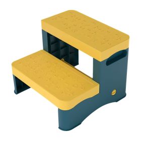 2 Step Stool for Kids Toddler Stool with Anti-Slip Surface Toilet Potty Training Stool for Bathroom Kitchen Sink (Color: Yellow)