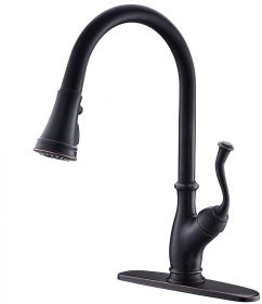APPASO Pull Down Kitchen Faucet with Magnetic Docking Sprayer Oil Rubbed Bronze - Antique Single Handle 1 Hole High Arc Pull Out Kitchen Sink Fau (Color: Oil Bronze)