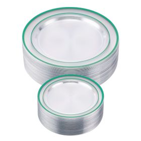 The plastic dinner plate set is suitable for a gathering of 50 people (Color: Green)